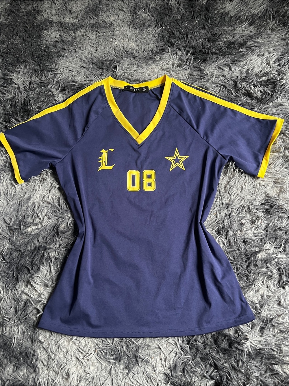 Lioness Navy and Yellow Athletic V-Neck Jersey